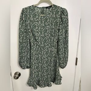 Lulus green and white floral dress, XS